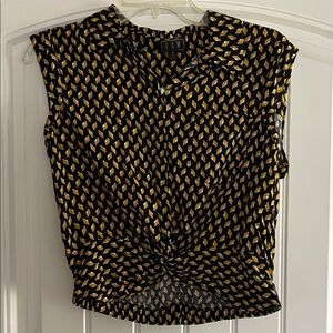 Elegant Black and Gold Geometric Blouse